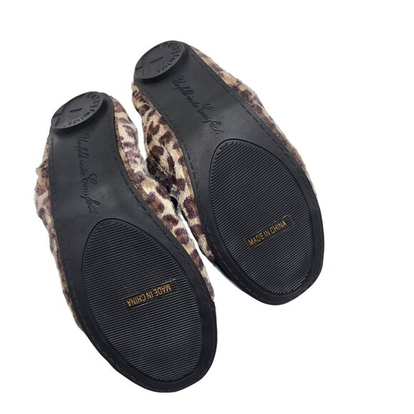 Footzy Folds Lace Up Cheetah Leopard Print Ballet Flat Fold Shoes Womens 6.5-7.5 - Picture 3 of 11